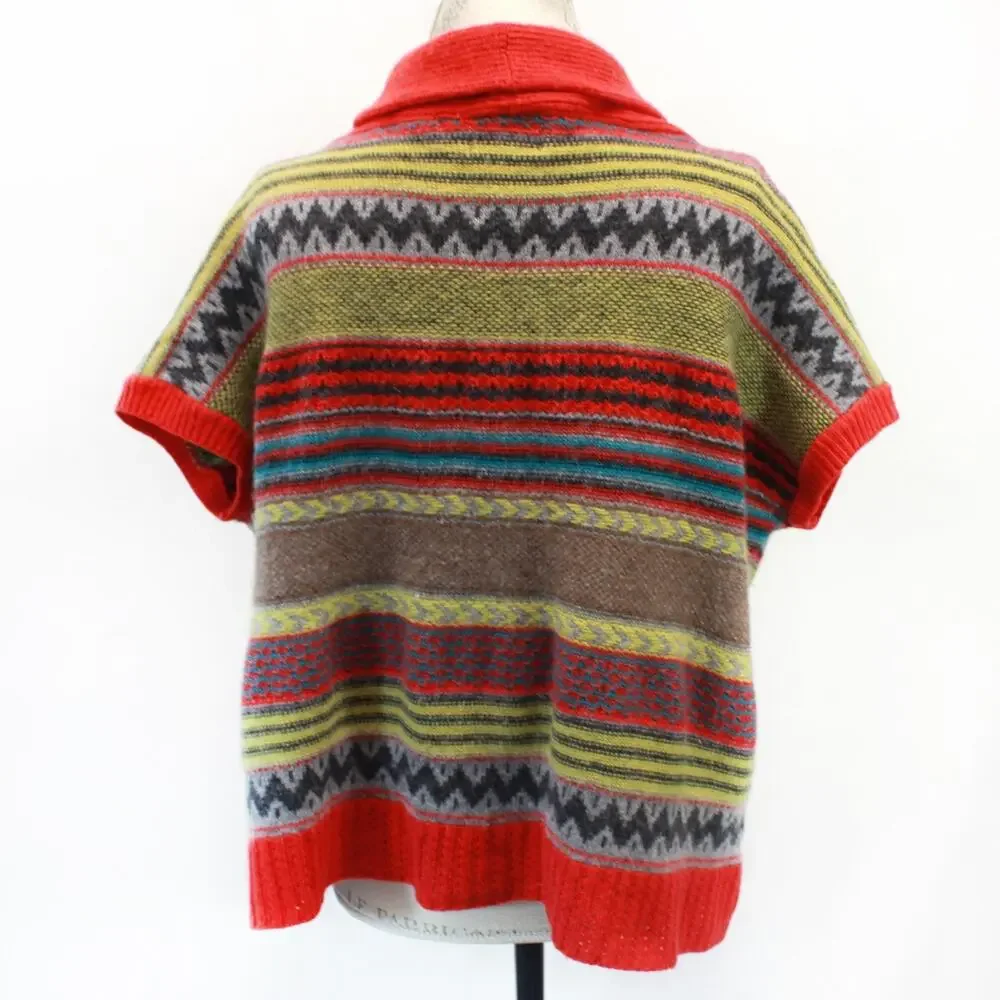 Swank Vest Sweater Cardigan Button Fair Isle Knit Cozy Grandmacore M/L